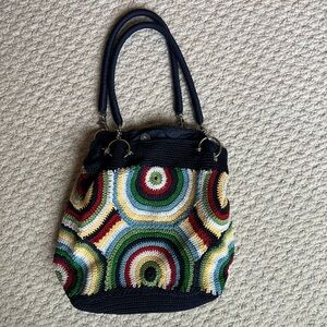The Sak Navy and Multicolor Crochet Bag